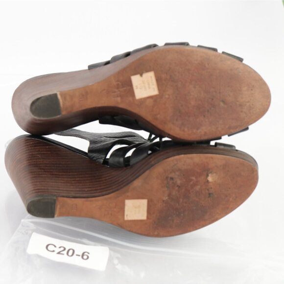 Cole Haan Womens Haven Sandals Size 8 Black Leather Gladiator Lace Up Wedge Heel - Picture 7 of 13